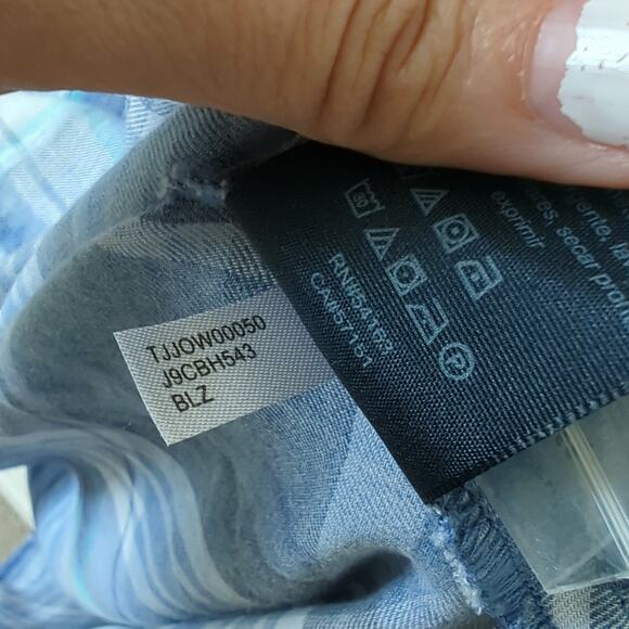 Tommy Hilfiger Plaid Sleeveless Shirt Dress 14 Blue Checker Midi Handkerchief - Picture 8 of 11